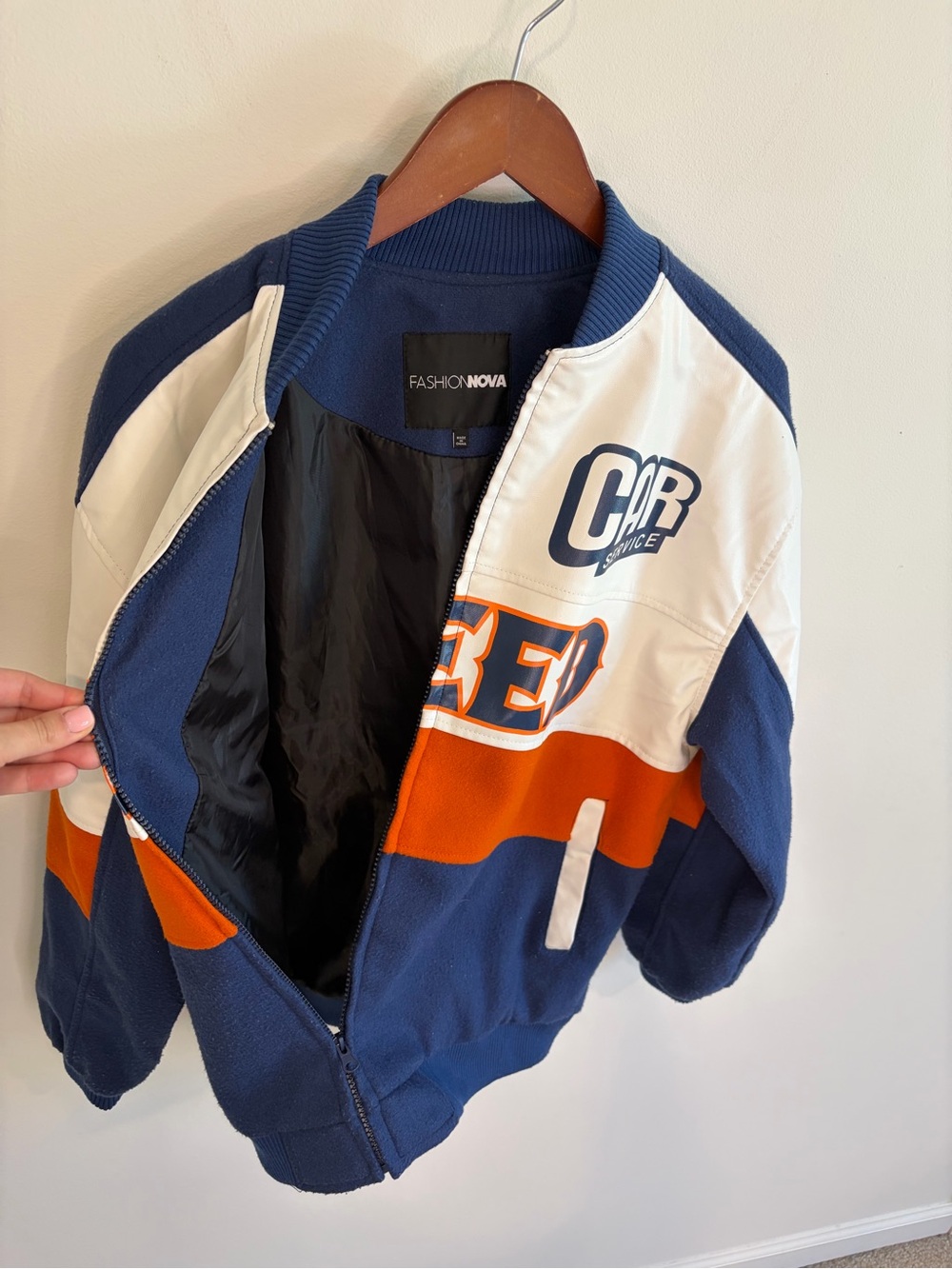 Fashion Nova Over The Speed Limit Oversized Bomber Varsity Jacket Size Small - Picture 12 of 16